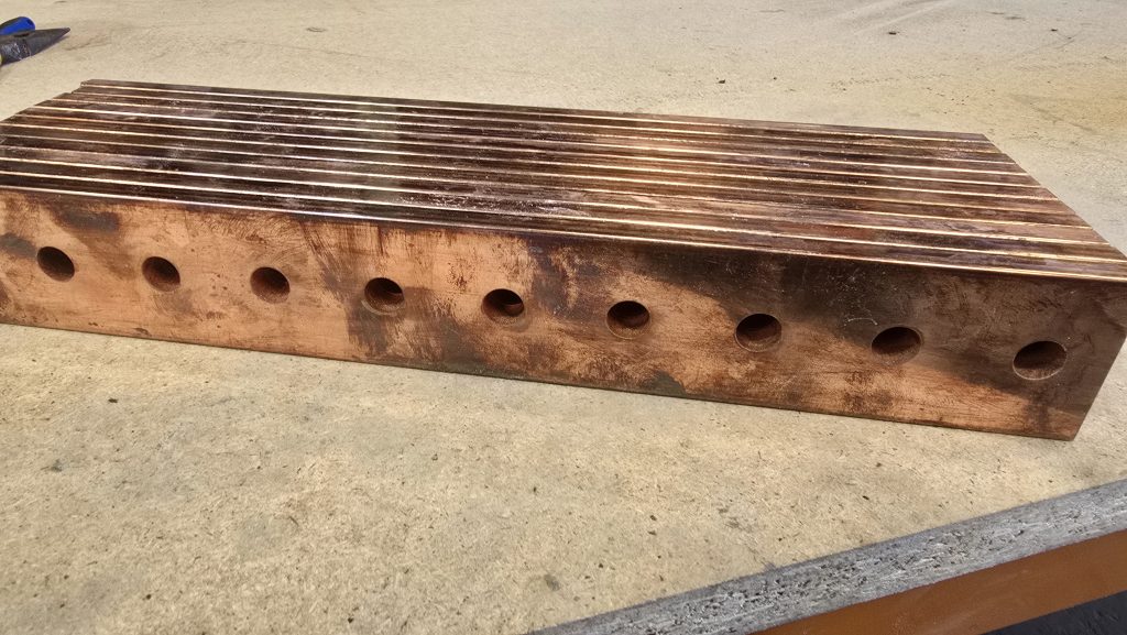 Thick plate nested and cut on the waterjet