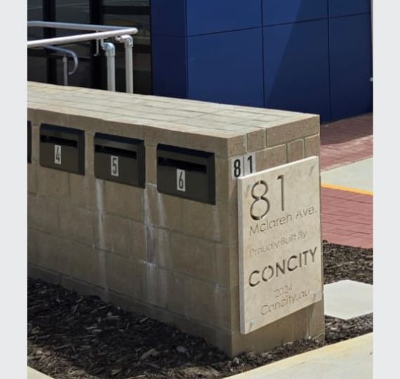 Waterjet-cut address signage